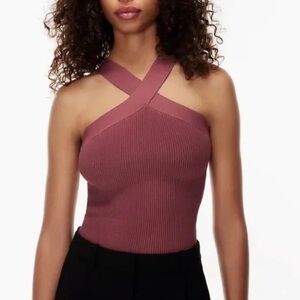 Babaton Sculpt knit cross over top cropped